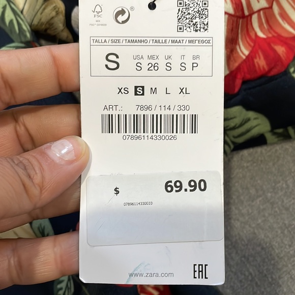 Zara Black Floral Print Open Blazer with option Tie Belt - Picture 7 of 15